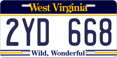 WV license plate 2YD668
