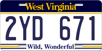 WV license plate 2YD671