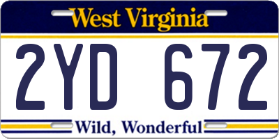 WV license plate 2YD672