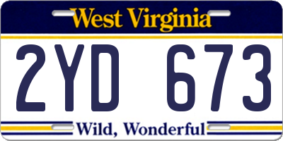 WV license plate 2YD673