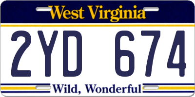 WV license plate 2YD674