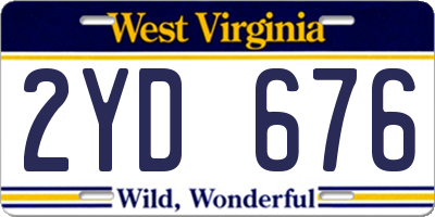WV license plate 2YD676