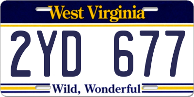 WV license plate 2YD677