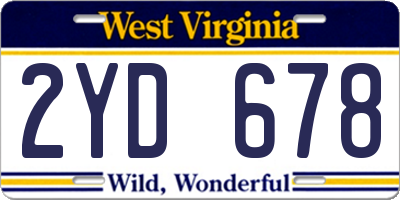 WV license plate 2YD678