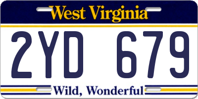 WV license plate 2YD679