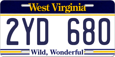 WV license plate 2YD680