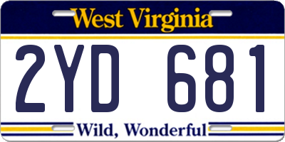 WV license plate 2YD681