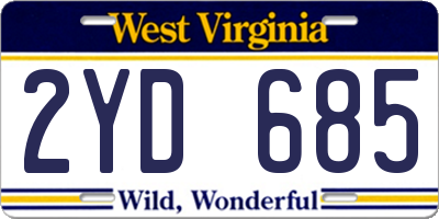 WV license plate 2YD685