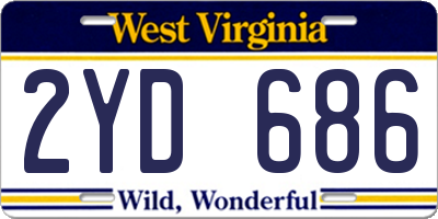 WV license plate 2YD686