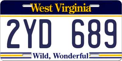 WV license plate 2YD689