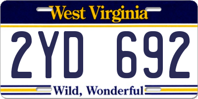 WV license plate 2YD692