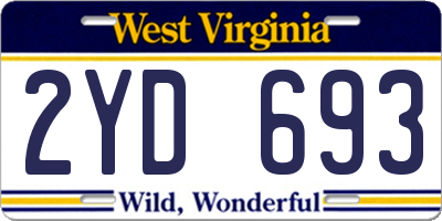 WV license plate 2YD693