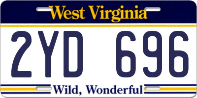 WV license plate 2YD696