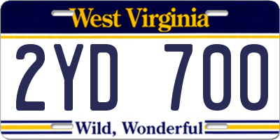 WV license plate 2YD700