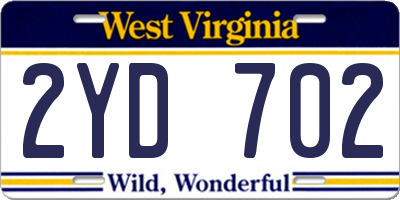 WV license plate 2YD702