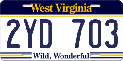 WV license plate 2YD703