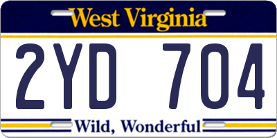 WV license plate 2YD704