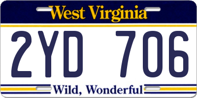 WV license plate 2YD706