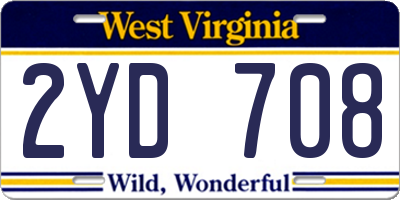 WV license plate 2YD708
