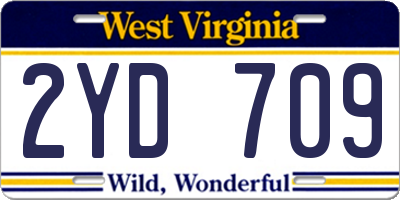 WV license plate 2YD709