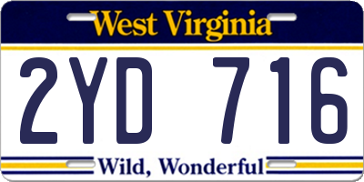 WV license plate 2YD716