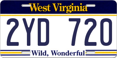 WV license plate 2YD720