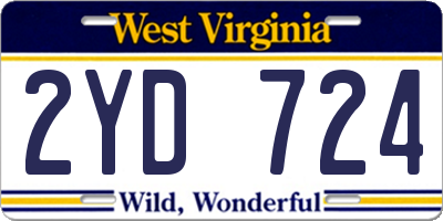 WV license plate 2YD724