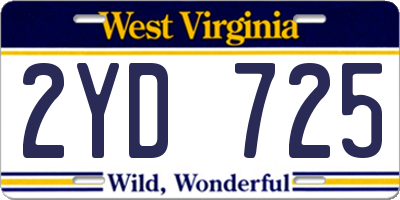 WV license plate 2YD725