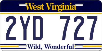 WV license plate 2YD727