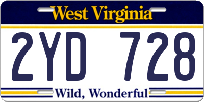 WV license plate 2YD728