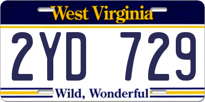 WV license plate 2YD729