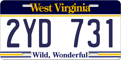 WV license plate 2YD731
