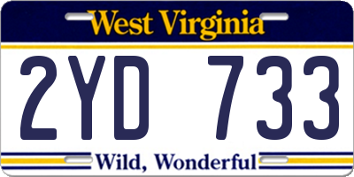 WV license plate 2YD733