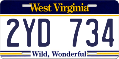 WV license plate 2YD734