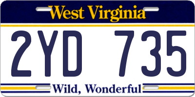 WV license plate 2YD735