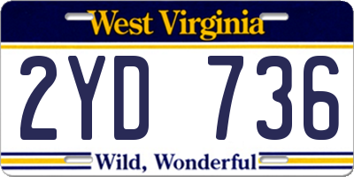 WV license plate 2YD736