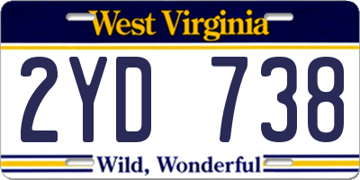 WV license plate 2YD738
