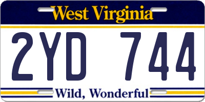 WV license plate 2YD744