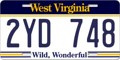 WV license plate 2YD748