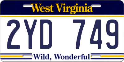 WV license plate 2YD749