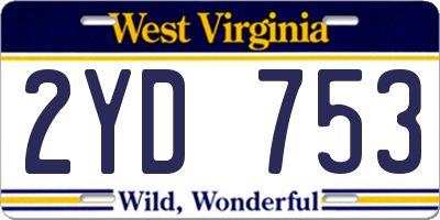 WV license plate 2YD753