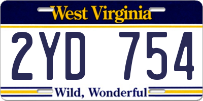 WV license plate 2YD754