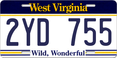 WV license plate 2YD755