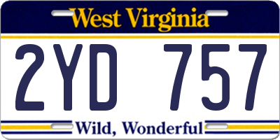 WV license plate 2YD757