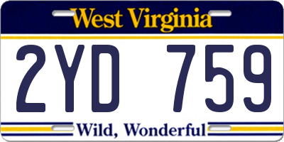 WV license plate 2YD759