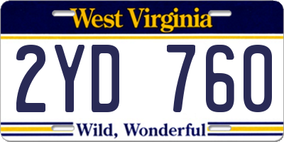 WV license plate 2YD760