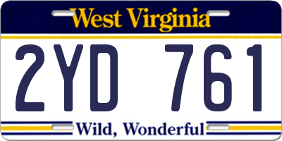 WV license plate 2YD761