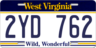 WV license plate 2YD762