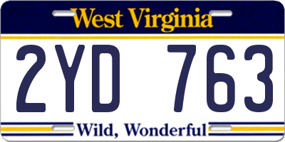 WV license plate 2YD763