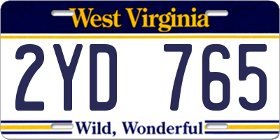 WV license plate 2YD765